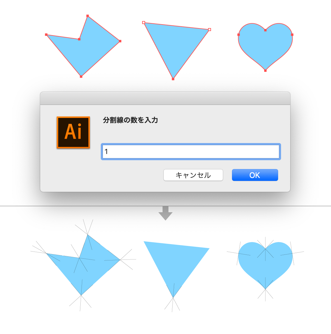 角を等分する線を描く